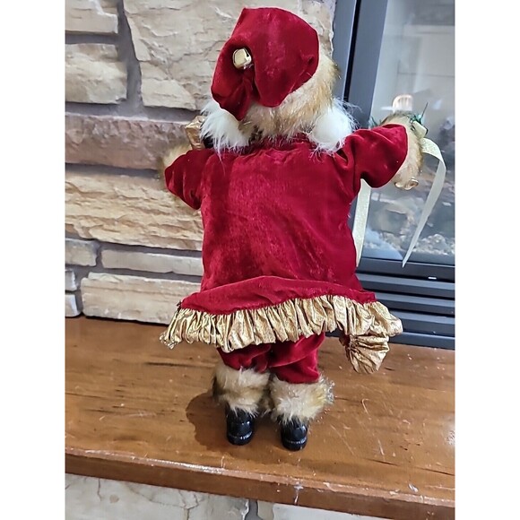 Victorian Christmas Santa Mantel Table Top Figurine 19”Fur Trim Elegant Velvet - Picture 12 of 16